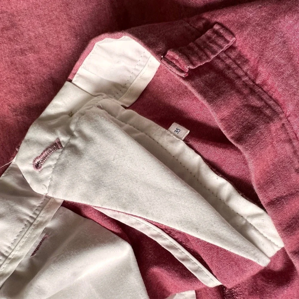 J. Crew Stanton Shorts Size 35 Red Heathered Cotton Flat Front Chino Casual Prep
